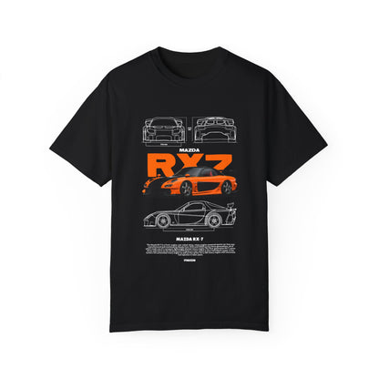 Mazda RX-7 Unisex Garment-Dyed T-Shirt | Car Enthusiast Apparel - CreativeRino