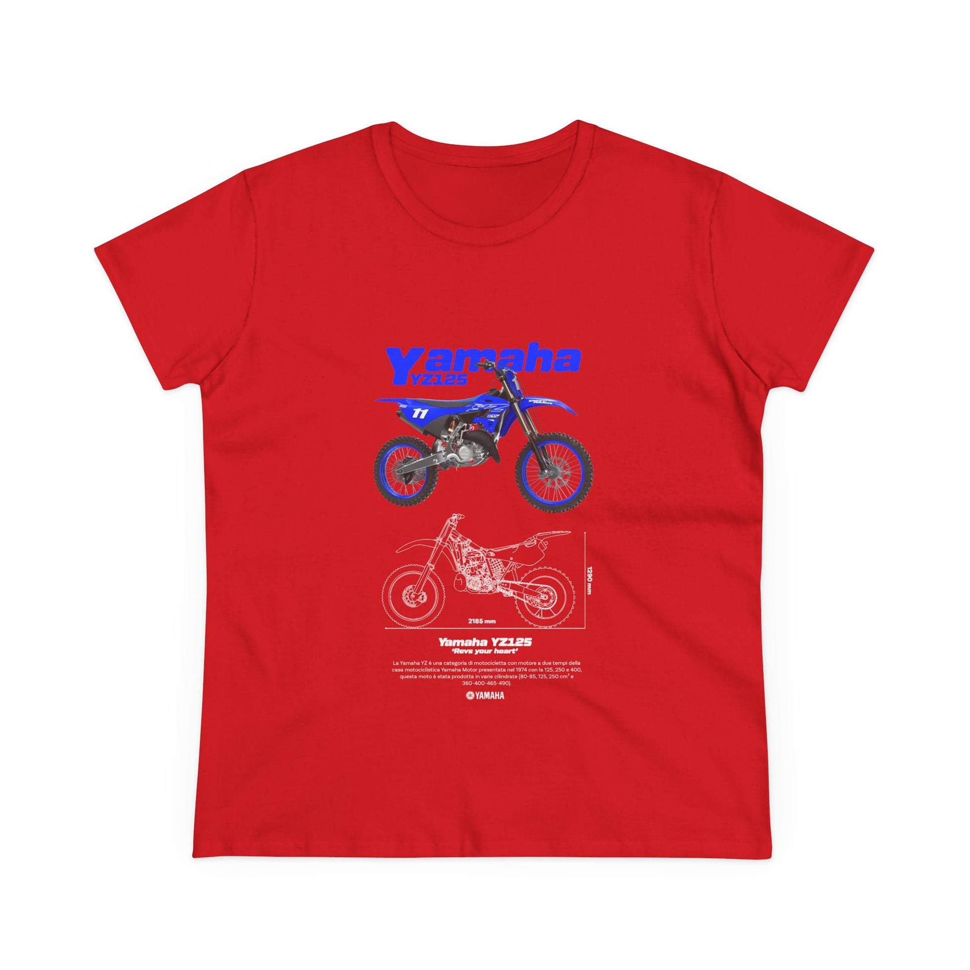 Yamaha YZ125 Motorcycle Women's Cotton Tee - Casual Biker T-shirt - CreativeRino
