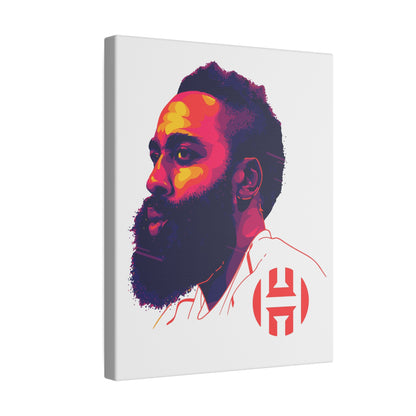 Stretched Matte Canvas Art - Vibrant Portrait of James Harden - CreativeRino