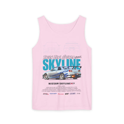 Nissan Skyline Unisex Garment-Dyed Tank Top - Cool Car Graphic T-shirt - CreativeRino