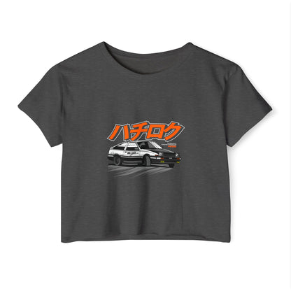 Retro Japanese Car Crop Top - Women's Festival T-shirt - CreativeRino