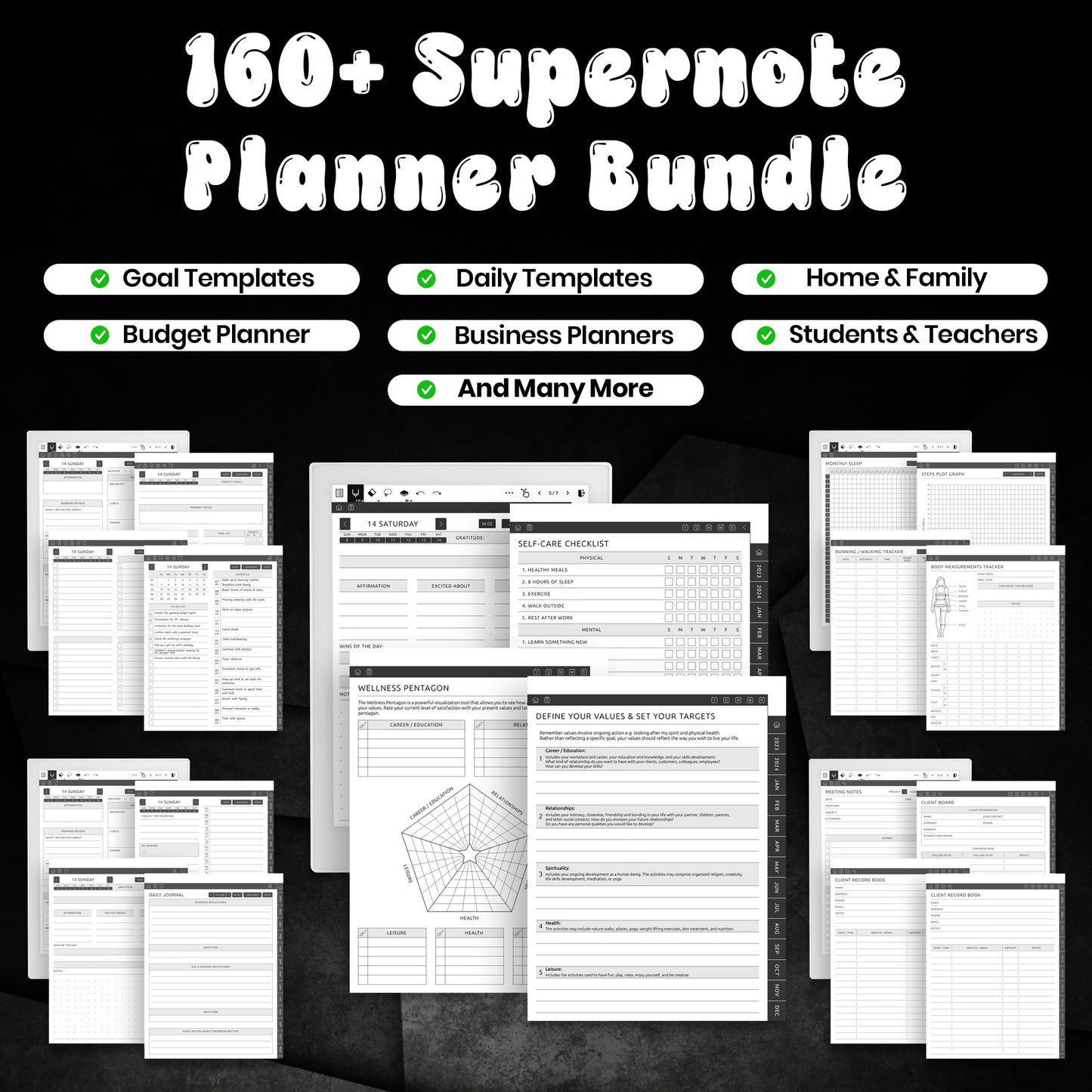 160 Supernote Planner Template Bundle