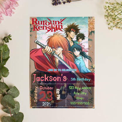 Rurouni Kenshin Birthday Invitation Template - CreativeRino