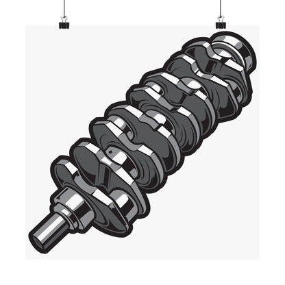 Crankshaft Matte Square Poster - Unique Automotive Art for Car Enthusiasts - CreativeRino