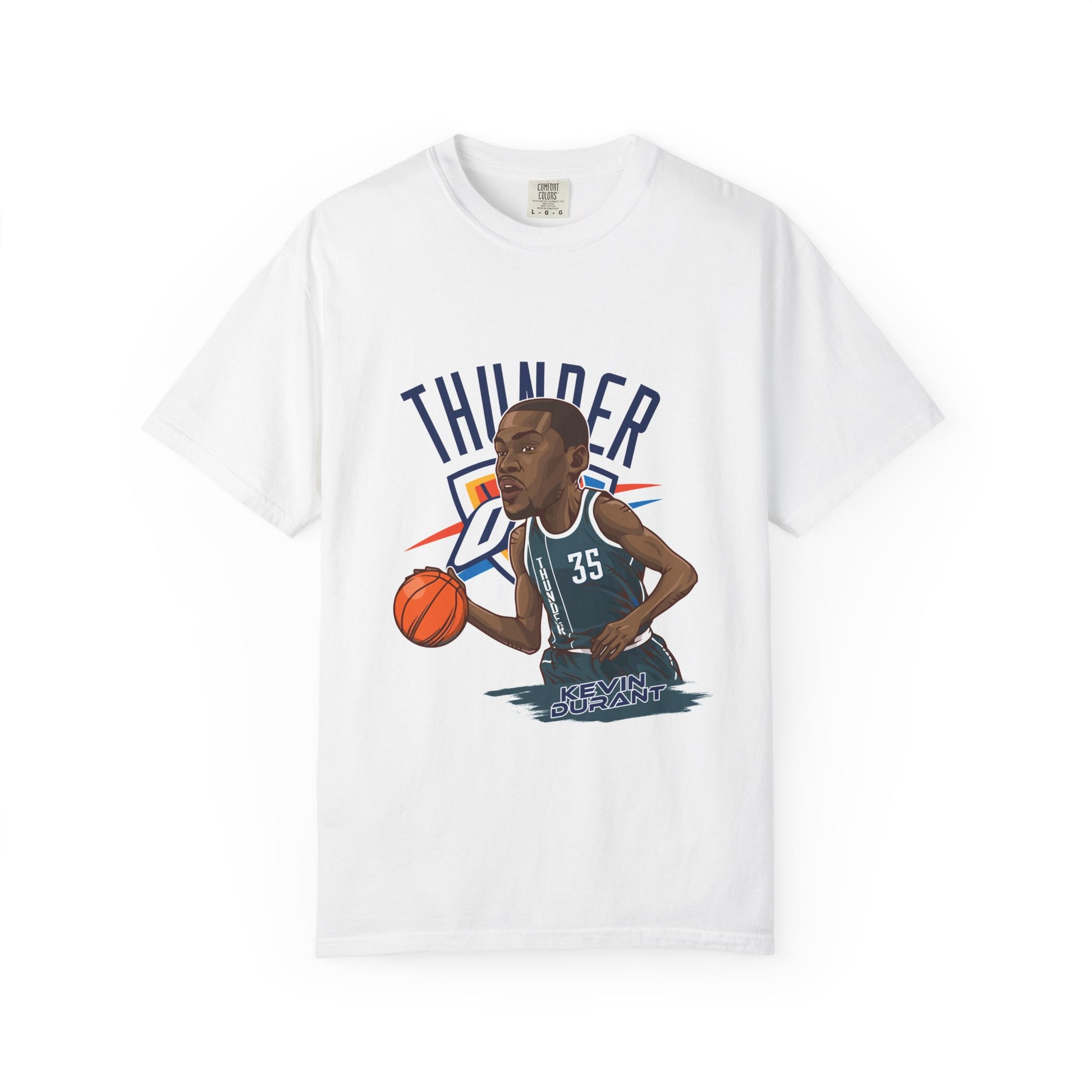 Kevin Durant Thunder Basketball T-shirt - Unisex Garment-Dyed Tee - CreativeRino