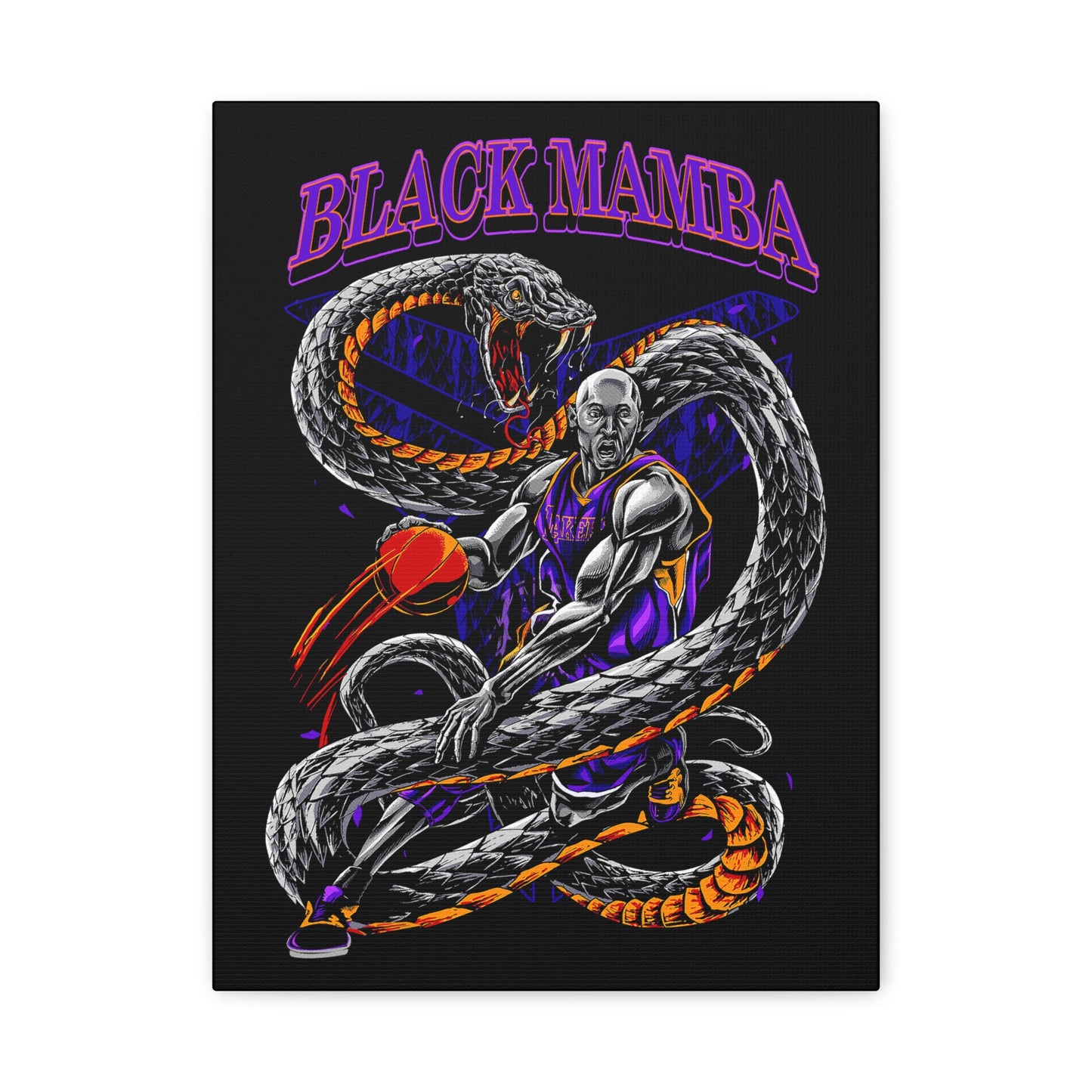Black Mamba Wall Art Canvas, Sports Decor, Kobe Bryant Basketball Lover Gift, Basketball Wall Hanging, Home Gym Art, Motivational Art - CreativeRino