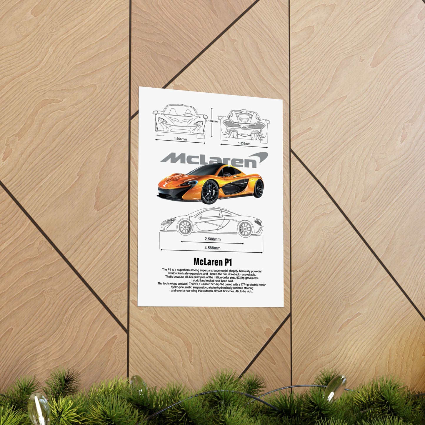 McLaren P1 Matte Vertical Poster - Sporty Car Wall Art for Auto Enthusiasts - CreativeRino