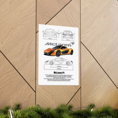 McLaren P1 Matte Vertical Poster - Sporty Car Wall Art for Auto Enthusiasts - CreativeRino