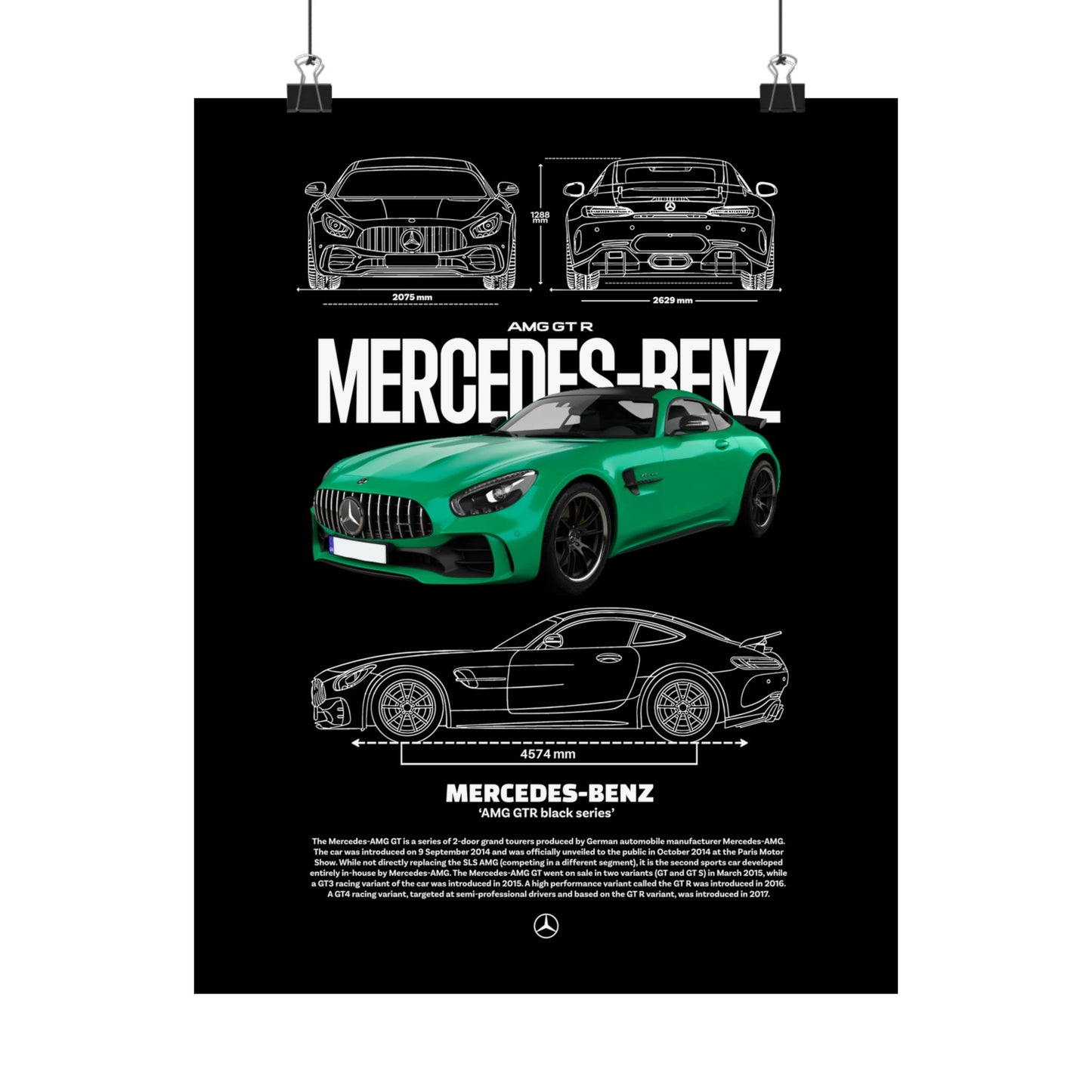Mercedes-Benz AMG GT R Matte Vertical Poster - Automotive Art for Car Enthusiasts - CreativeRino