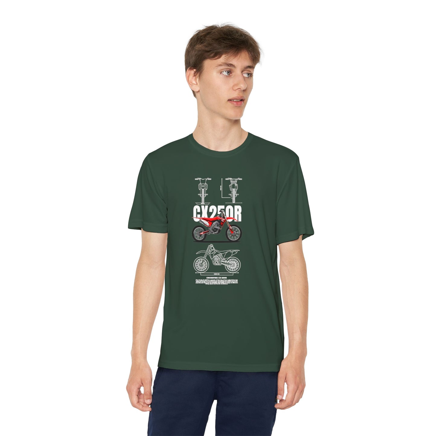 CX 250R Youth Motorcycle Competitor Tee - Stylish Graphic T-shirt for Young Riders - CreativeRino