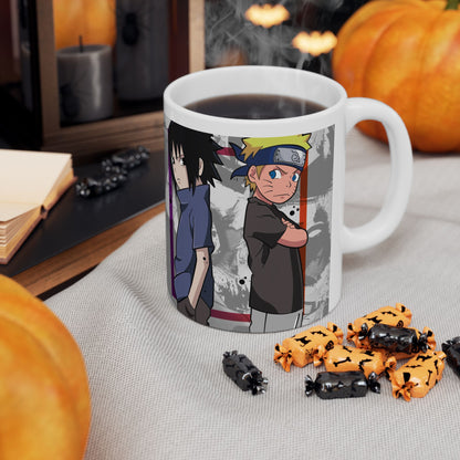 Anime-Inspired Ceramic Mug - Naruto & Sasuke Design - CreativeRino