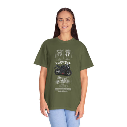 Yamaha YZF-R1 Unisex Garment-Dyed T-Shirt - Perfect for Motorcycle Lovers - CreativeRino