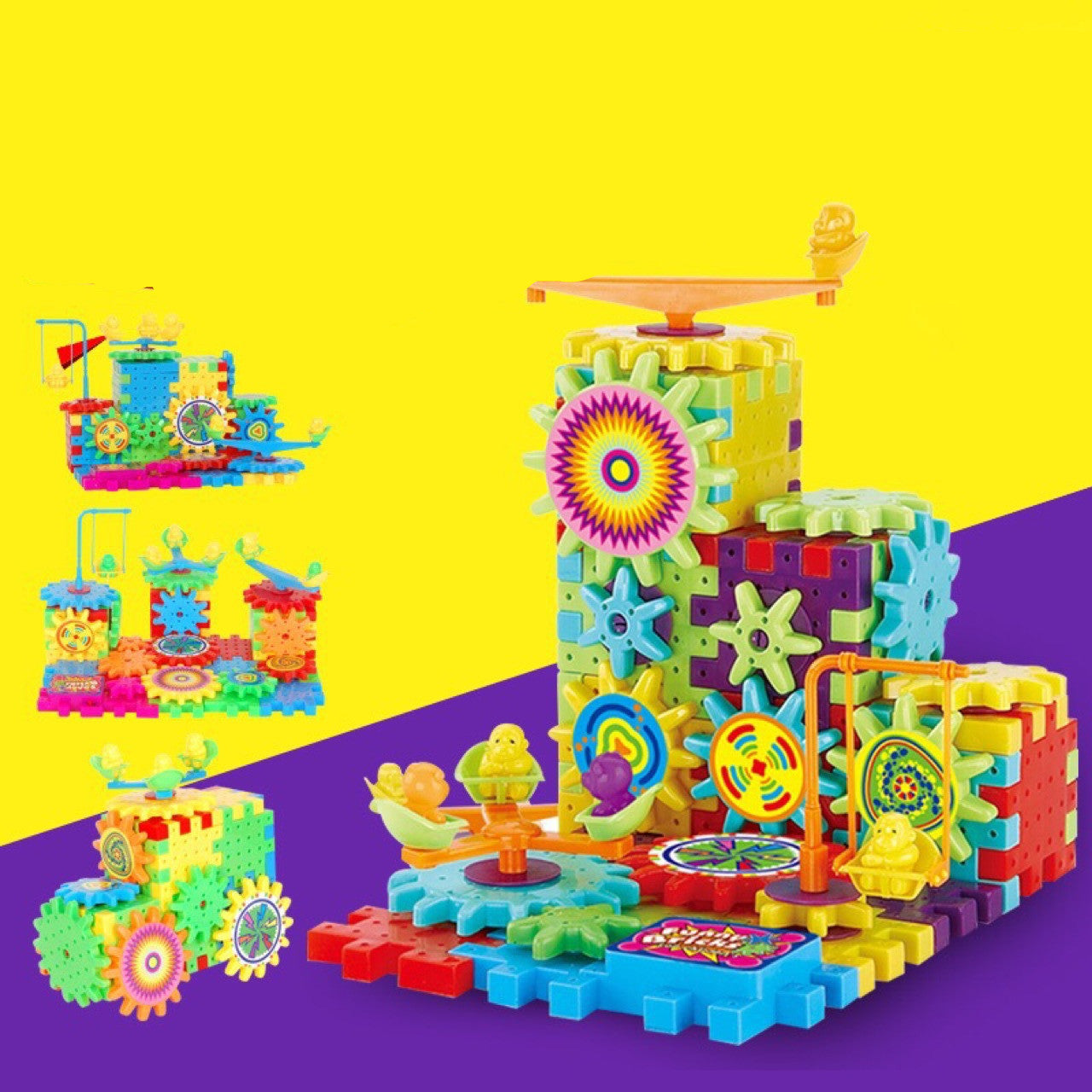 Electric Gears 3D Model Building Kits Plastic Brick Blocks Educational Toys for Kids CreativeRino