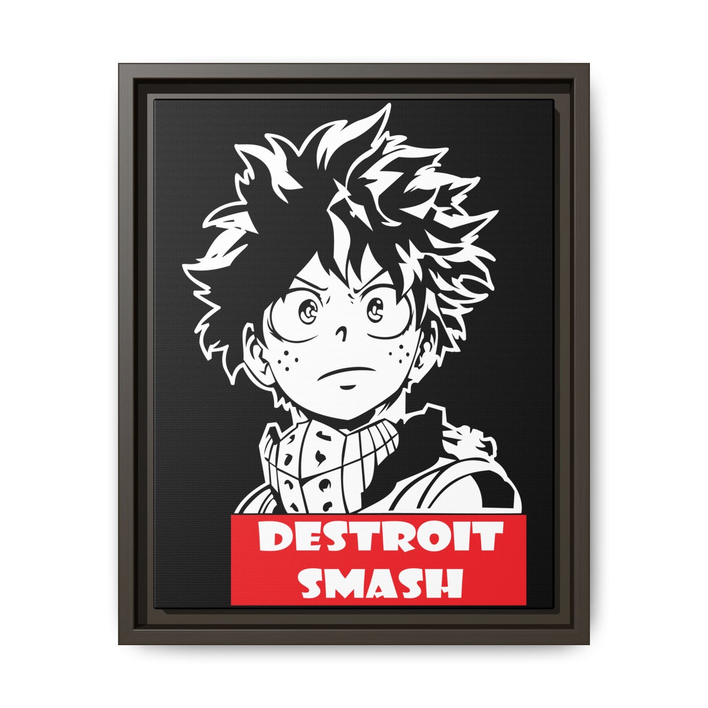 Anime-Inspired Framed Matte Canvas Art | 'DESTROIT SMASH' Deku Print - CreativeRino