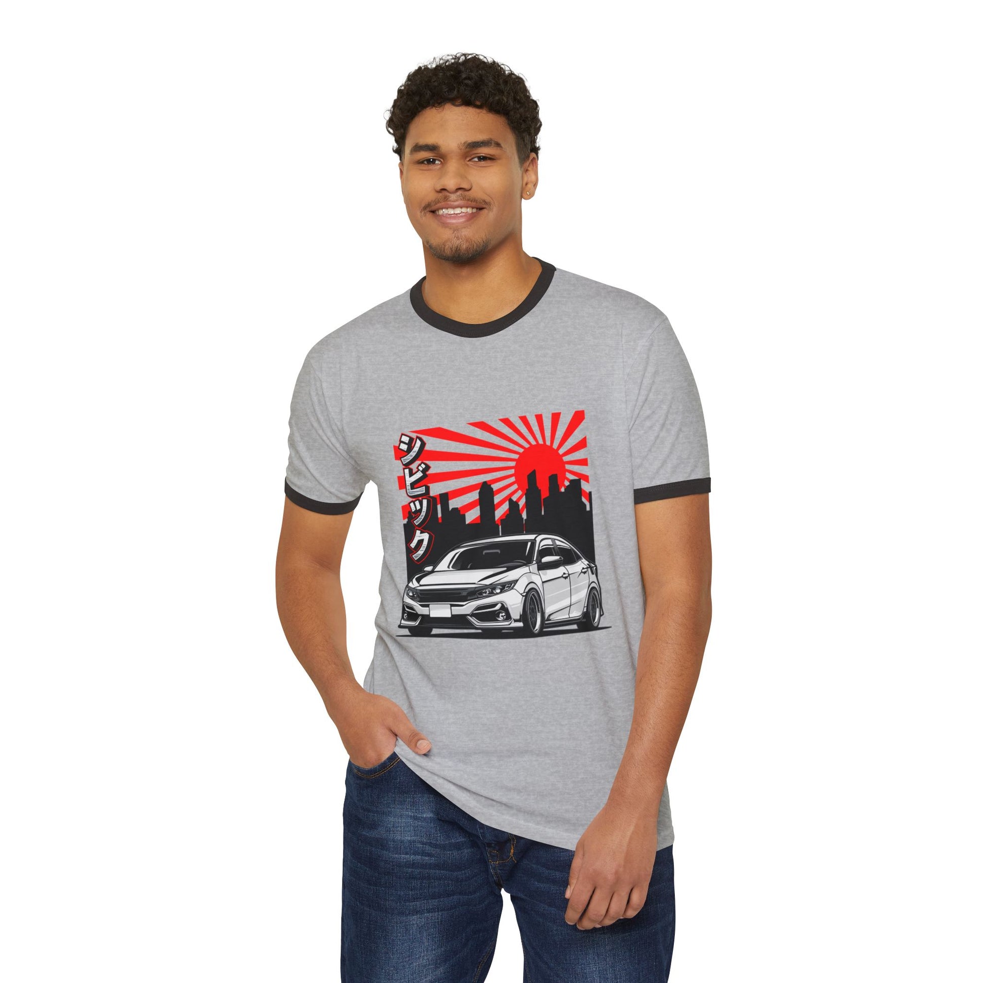 Retro Car Graphic Unisex Cotton Ringer T-Shirt - Perfect for Auto Enthusiasts - CreativeRino