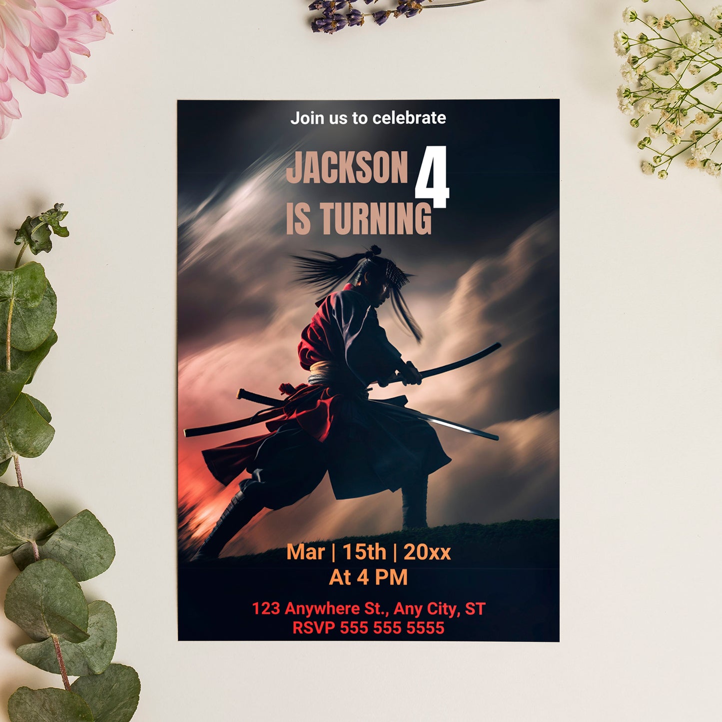 Rurouni Kenshin Birthday Invitation Template - CreativeRino