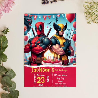 Deadpool & Wolverine Birthday Invitation Template - CreativeRino