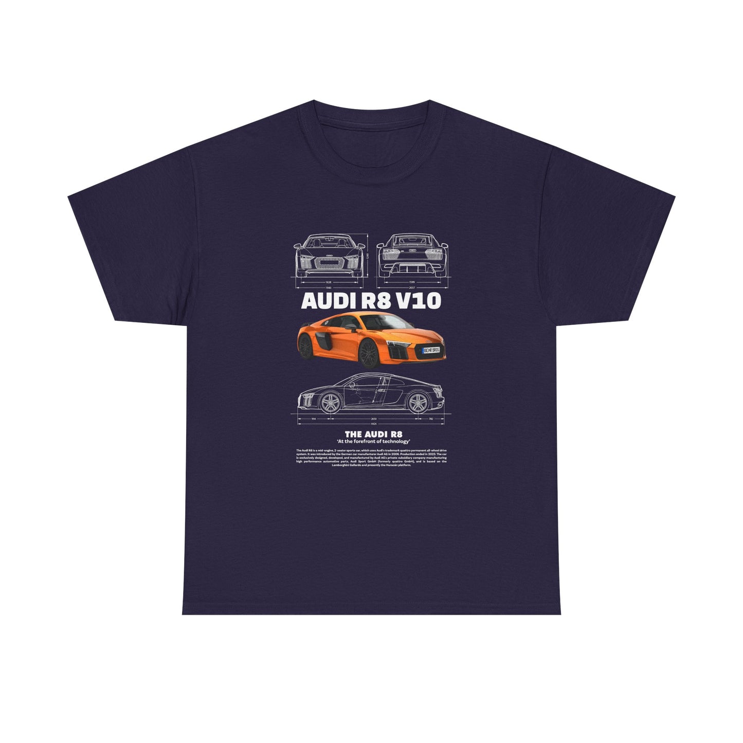 AUDI R8 V10 Car Graphic Tee - Unisex Heavy Cotton Tee for Auto Enthusiasts - CreativeRino