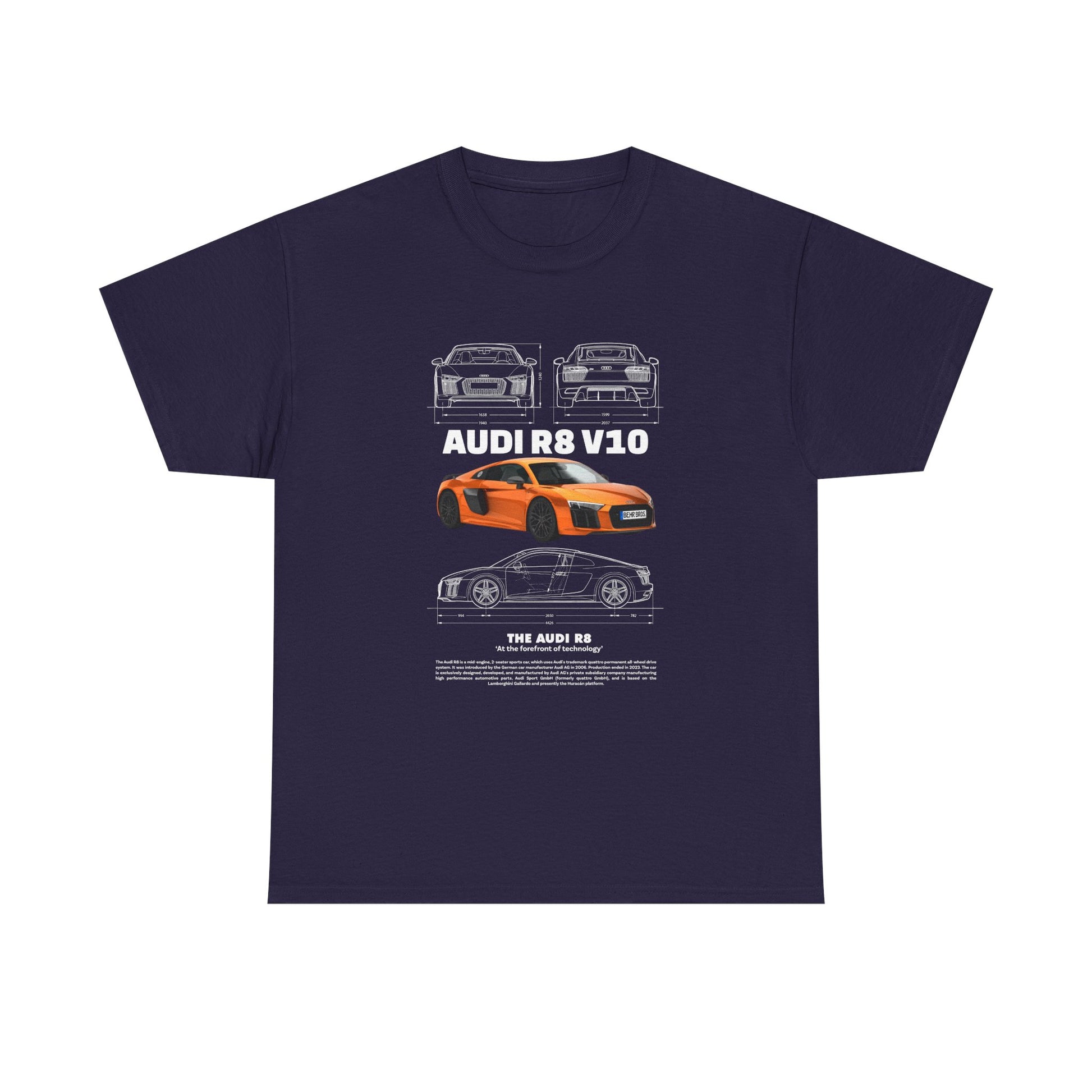 AUDI R8 V10 Car Graphic Tee - Unisex Heavy Cotton Tee for Auto Enthusiasts - CreativeRino