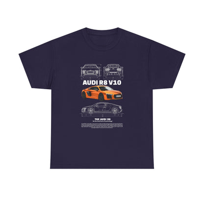 AUDI R8 V10 Car Graphic Tee - Unisex Heavy Cotton Tee for Auto Enthusiasts - CreativeRino