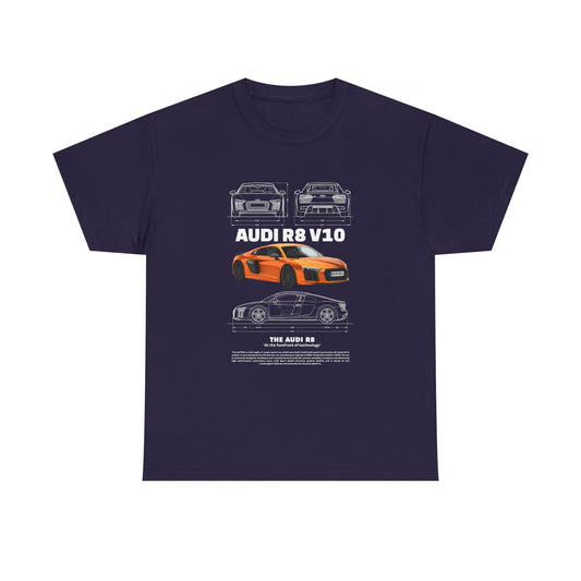 AUDI R8 V10 Car Graphic Tee - Unisex Heavy Cotton Tee for Auto Enthusiasts - CreativeRino