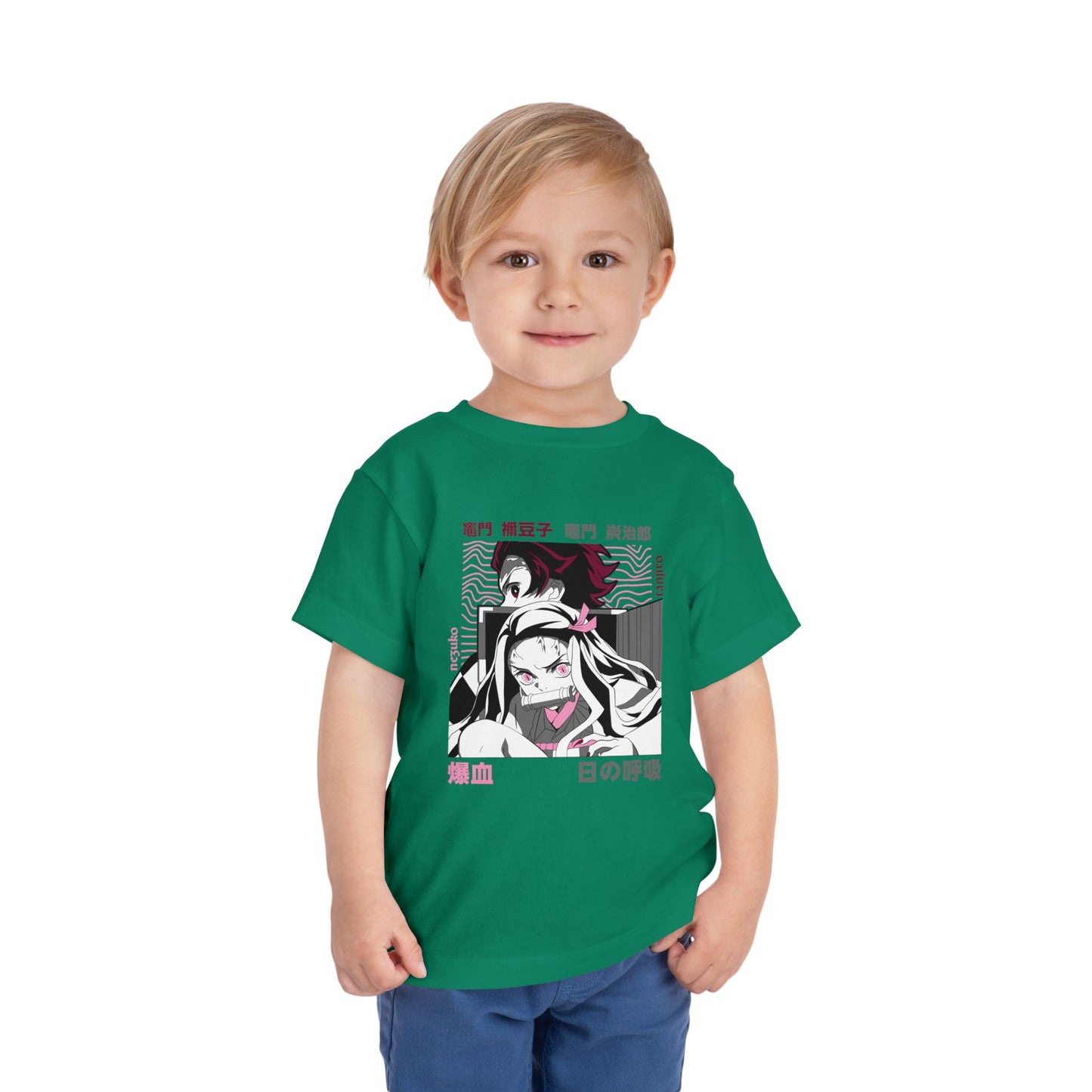 Cool Anime Graphic Toddler Tee - Stylish Short Sleeve Demon Slayer T-shirt for Kids - CreativeRino