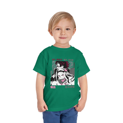 Cool Anime Graphic Toddler Tee - Stylish Short Sleeve Demon Slayer T-shirt for Kids - CreativeRino