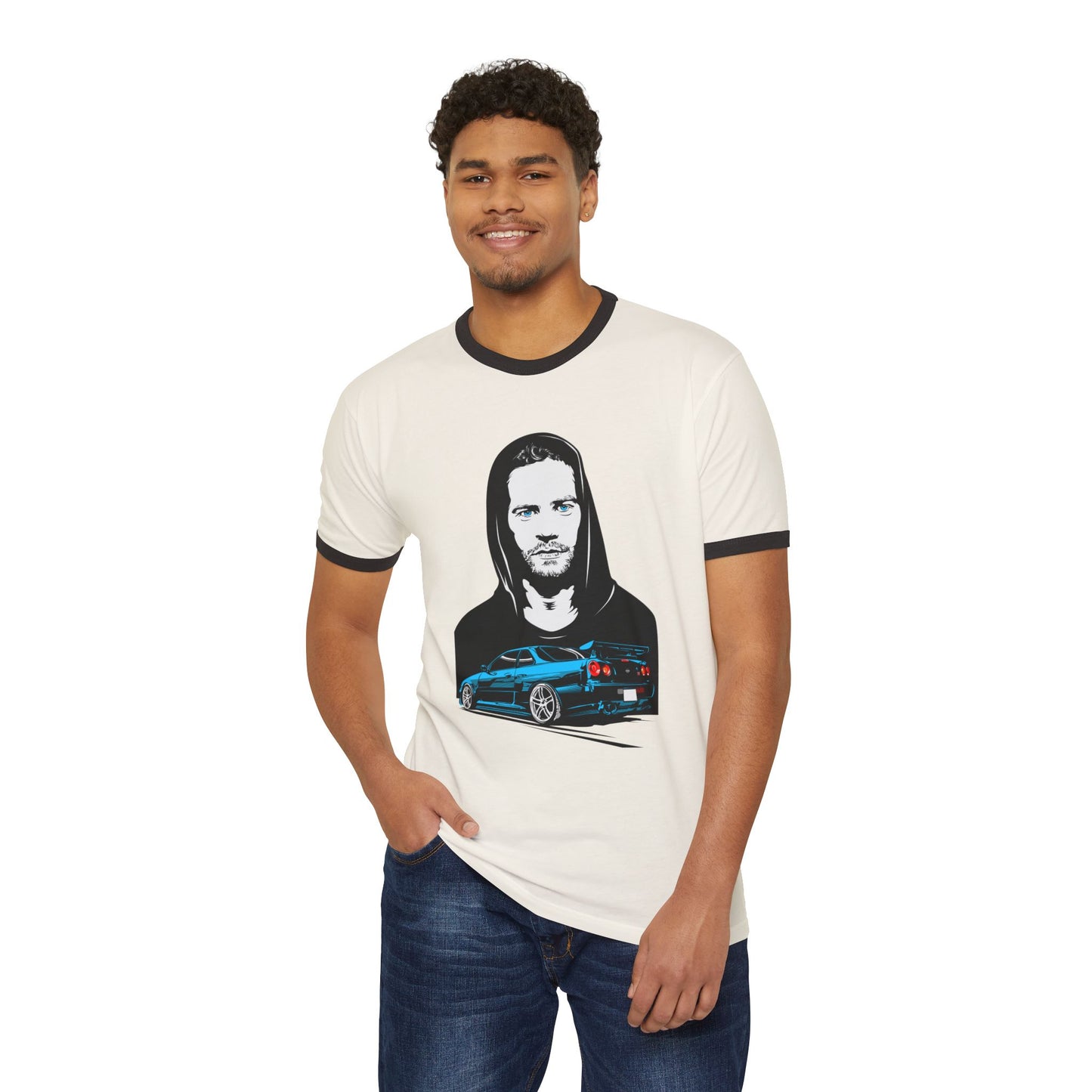 Paul Walker Car Enthusiast Unisex Cotton Ringer T-Shirt – Cool Graphic Design - CreativeRino