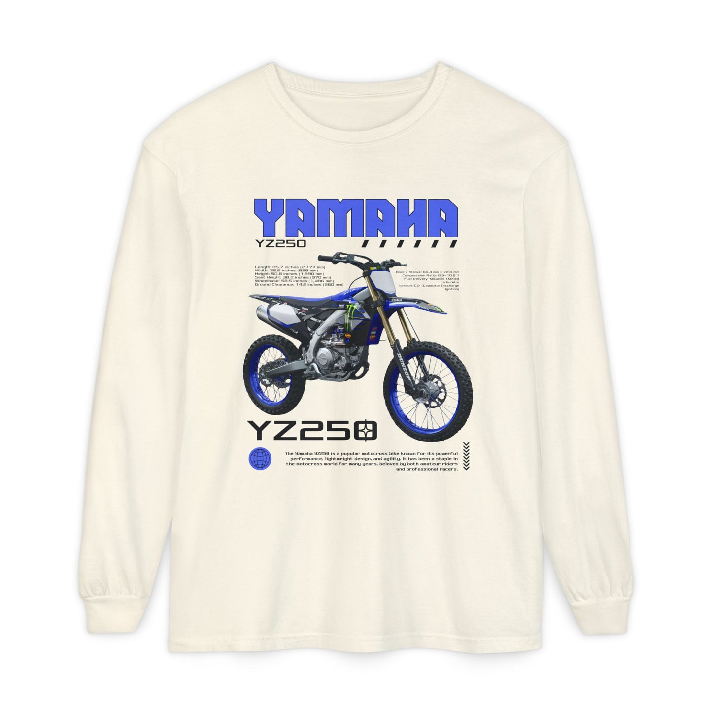 Yamaha YZ250 Long Sleeve Tee - Perfect T-shirt Gift for Motorcycle Enthusiasts - CreativeRino