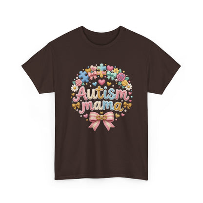 Autism Mama T-Shirt — Cute Pastel Puzzle Heart Design Printify