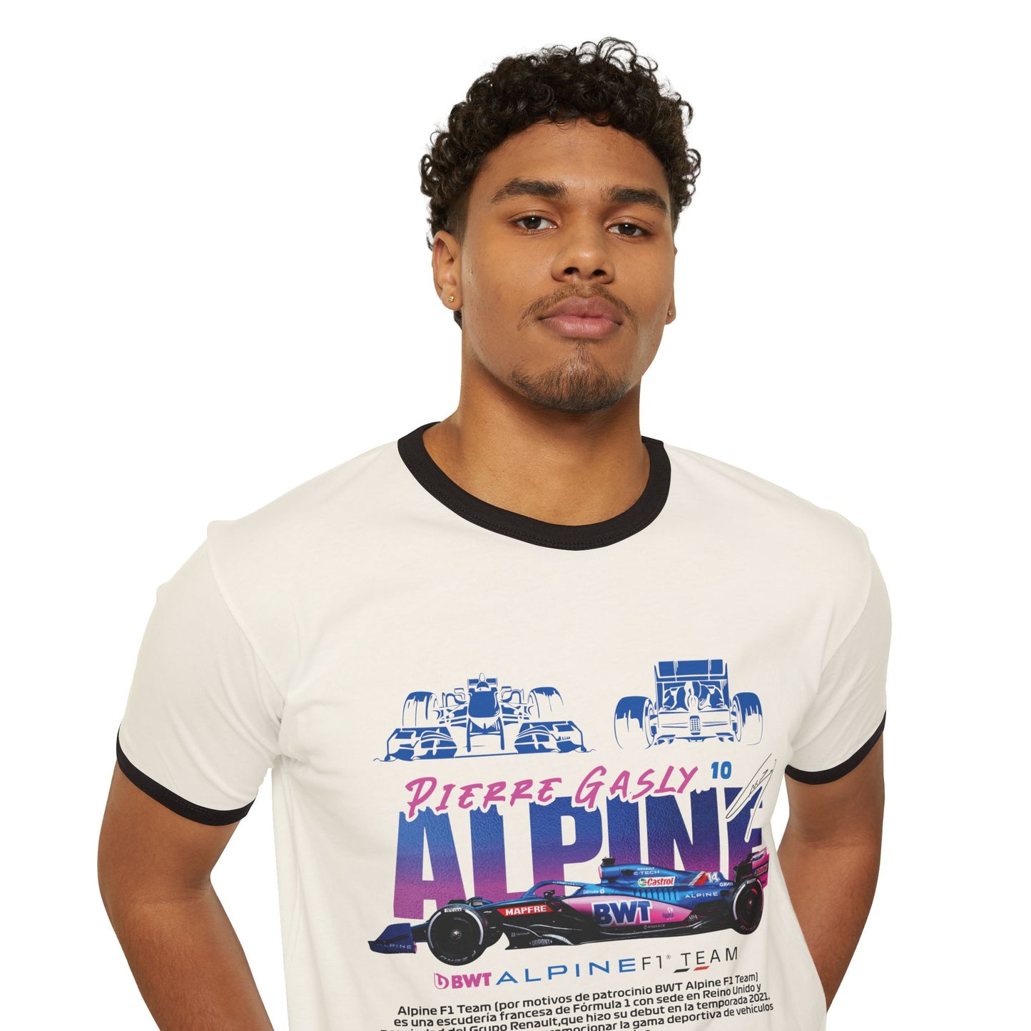 Pierre Gasly Alpine Ringer T-Shirt - Unisex Cotton Tee for Racing Fans - CreativeRino