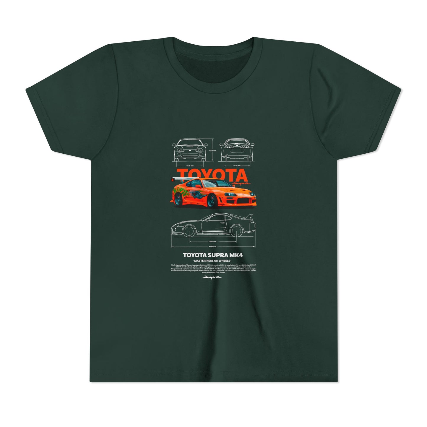 Toyota Supra MK4 Car Youth  Tee - Cool Graphic Short Sleeve T-Shirt - CreativeRino