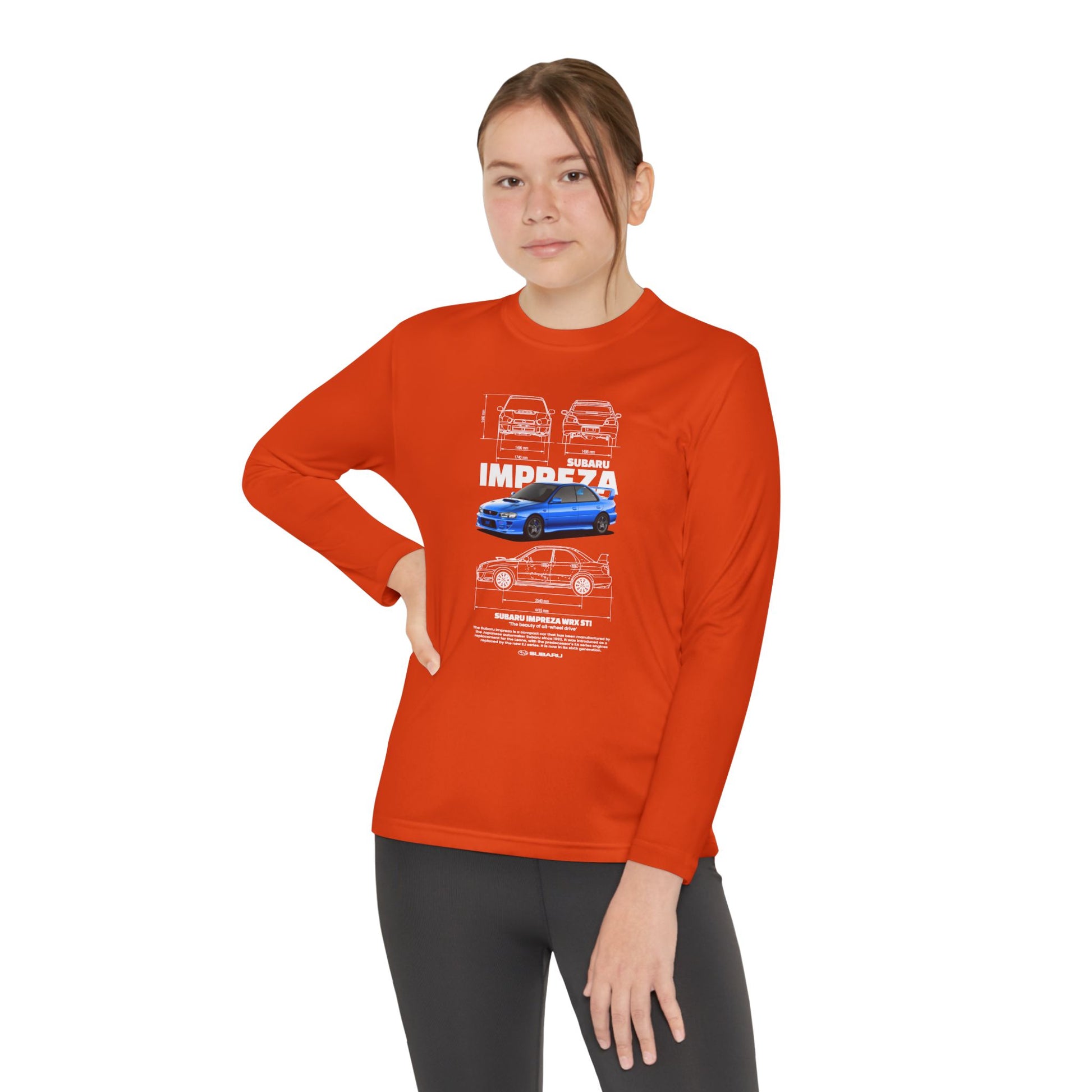 Subaru Impreza Youth Long Sleeve Tee - Coo l Car Design for Young Automotive Enthusiasts - CreativeRino