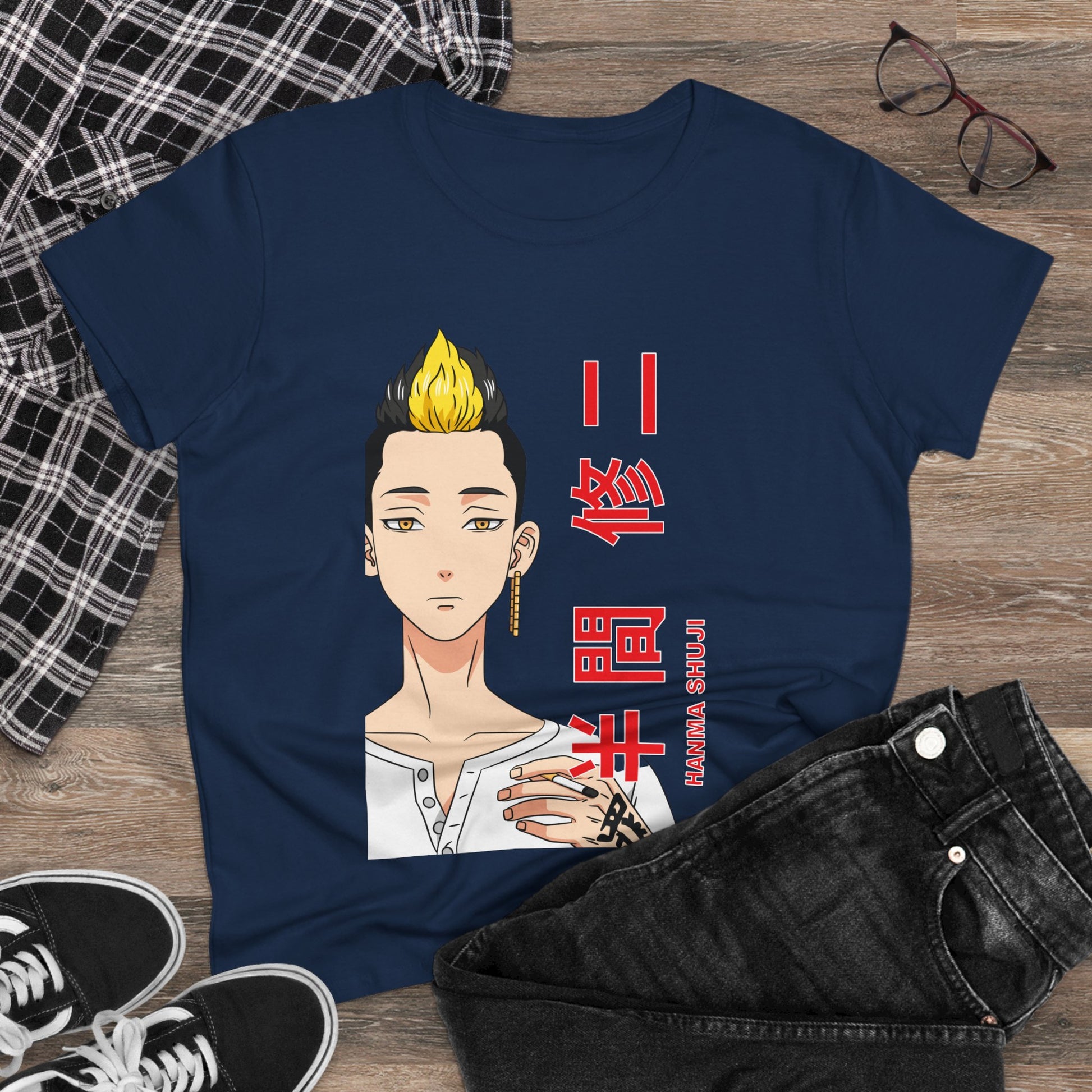 Anime-Inspired Women's Midweight Cotton Tee - Tokyo Revengers T-shirt Design - CreativeRino