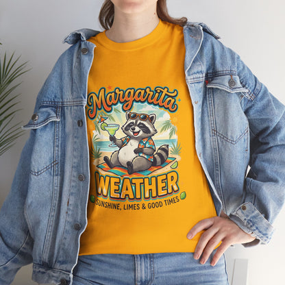 Margarita Weather T-Shirt — Cute Raccoon Cocktail Tee for Summer & Parties Printify