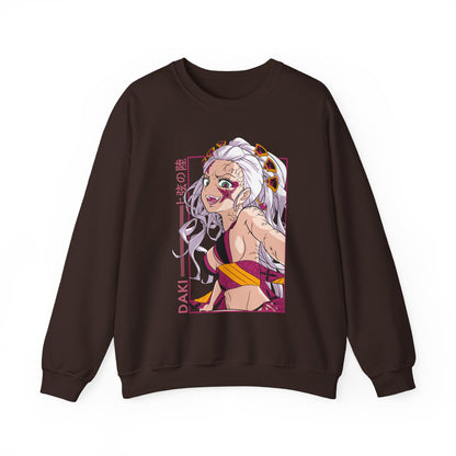 Anime-Inspired Unisex Crewneck Sweatshirt - Demon Slayer Daki Design - CreativeRino