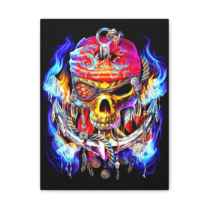 Calavera Pirata Canvas Wall Art - CreativeRino