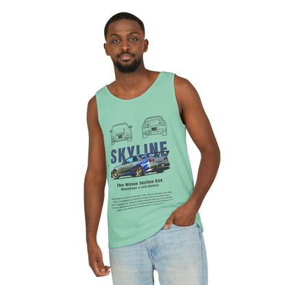 Nissan Skyline Garment-Dyed Tank Top - Vintage Car Enthusiast T-shirt - CreativeRino