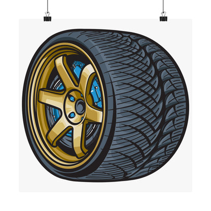 Racing Tire Matte Square Poster - Perfect Poster for Car Enthusiasts and Garage Decor - CreativeRino