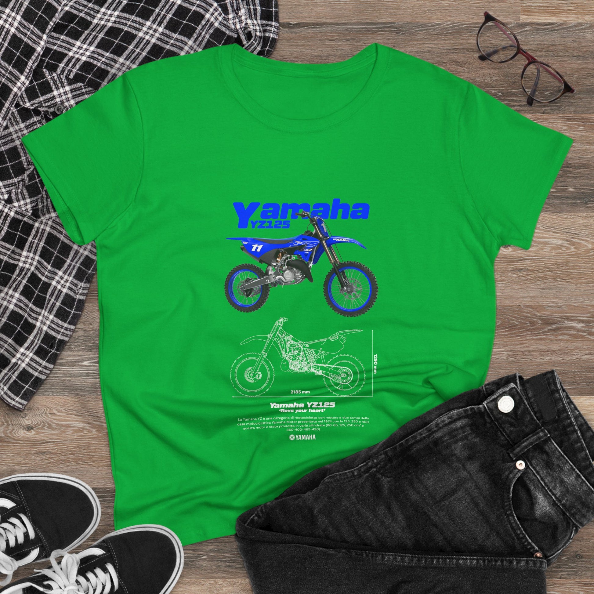 Yamaha YZ125 Motorcycle Women's Cotton Tee - Casual Biker T-shirt - CreativeRino