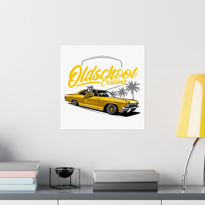 Vintage Car Matte Square Poster - Oldschool Cruising Art - CreativeRino