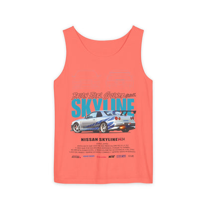 Nissan Skyline Unisex Garment-Dyed Tank Top - Cool Car Graphic T-shirt - CreativeRino