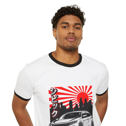 Retro Car Graphic Unisex Cotton Ringer T-Shirt - Perfect for Auto Enthusiasts - CreativeRino