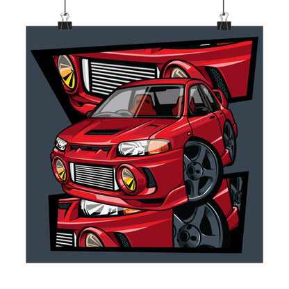 Red Sports Car Matte Square Poster - Perfect Wall Art for Car Enthusiasts - CreativeRino