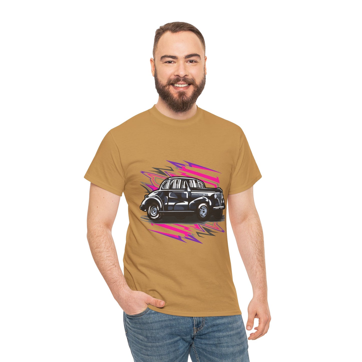 Retro Car Unisex Heavy Cotton Tee - Stylish Graphic T-shirt for Auto Enthusiasts - CreativeRino