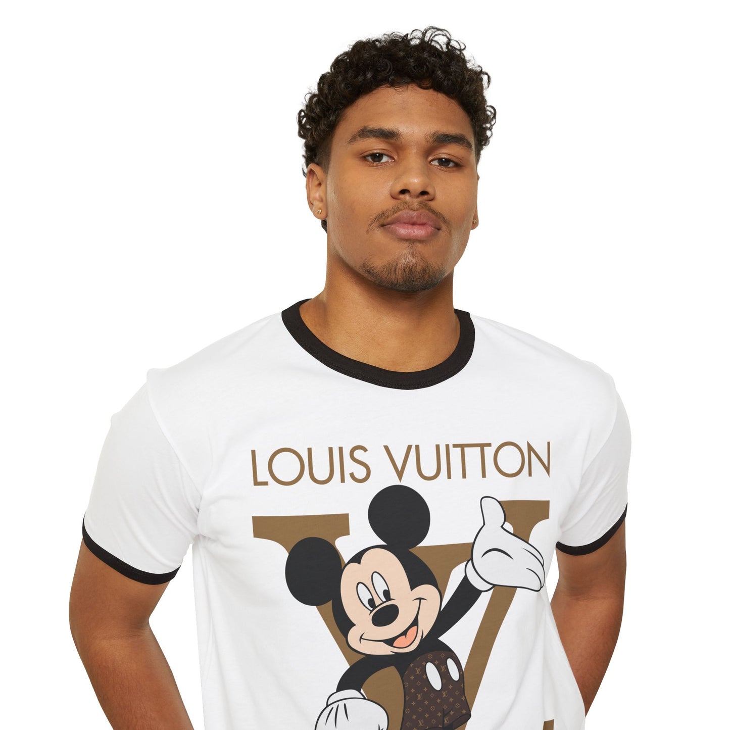 Mickey Mouse Louis Vuitton Ringer T-shirt - Trendy Unisex Cotton Tee - CreativeRino
