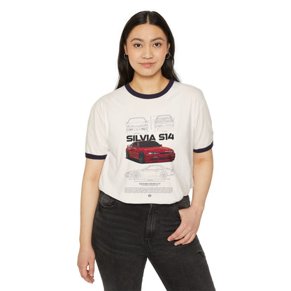 Nissan Silvia S14 Unisex Ringer T-Shirt - Retro Car Enthusiast Apparel - CreativeRino