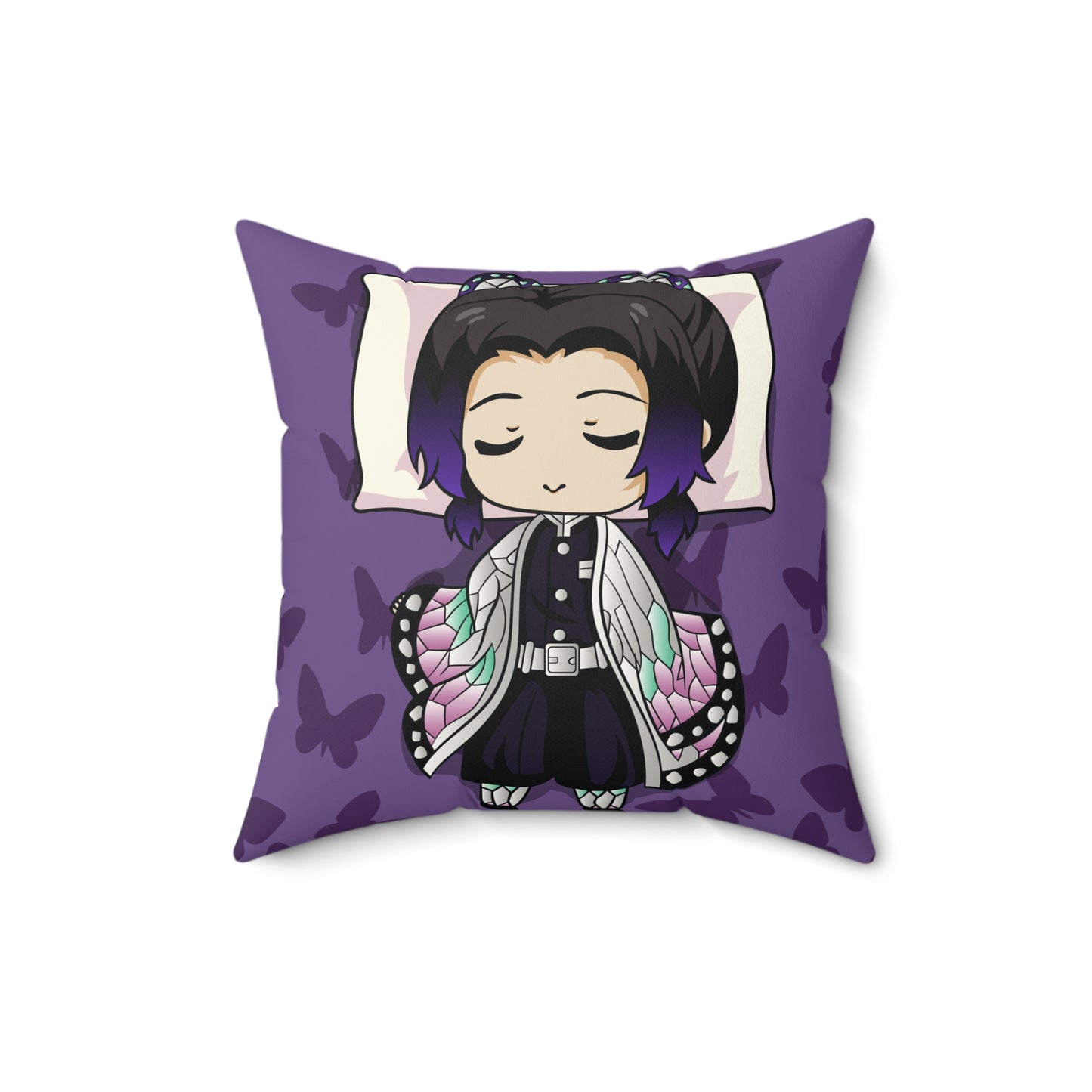 Demon Slayer Chibi Butterfly Dreamer Pillow - Cozy Faux Suede Cushion for Anime Lovers - CreativeRino