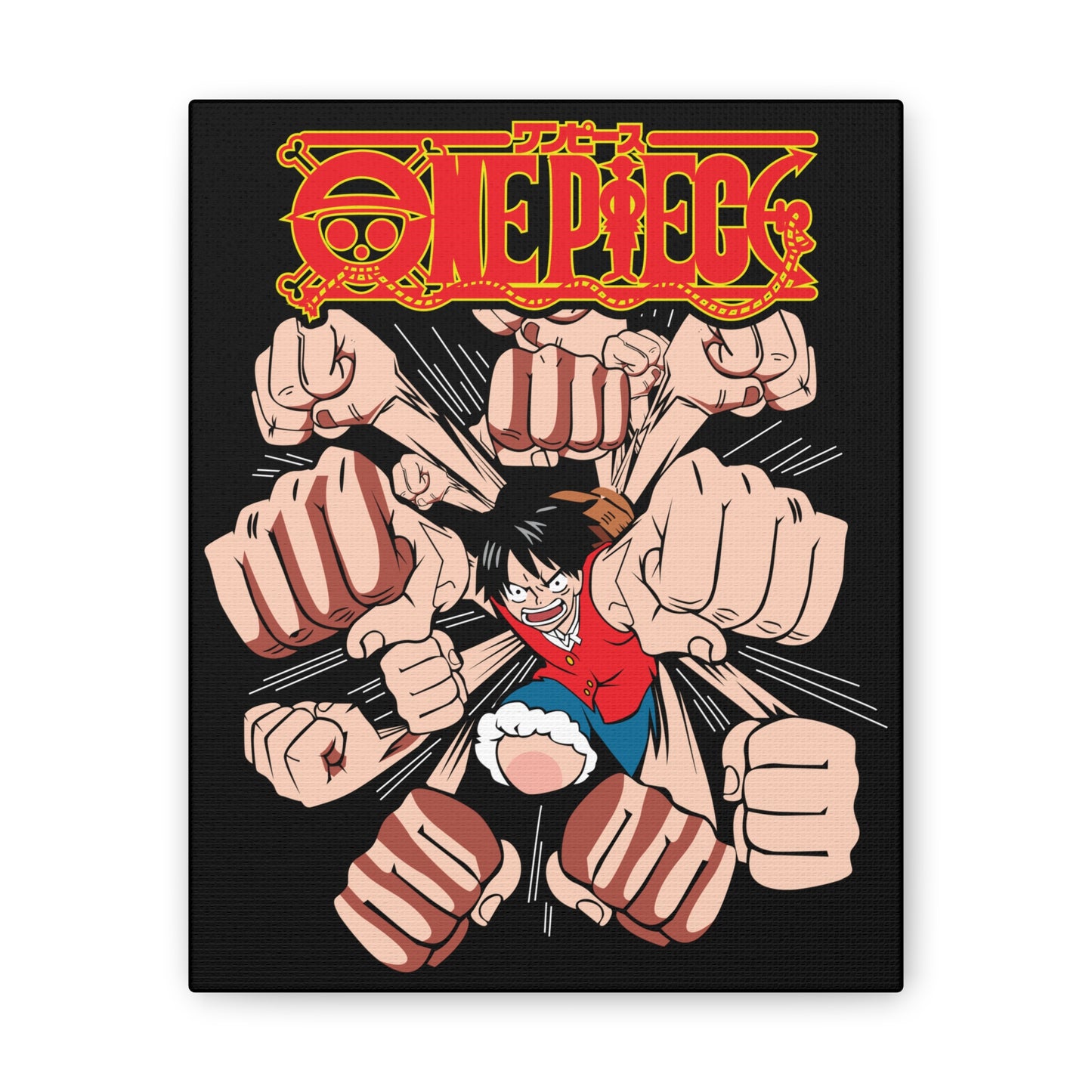 One Piece Art Canvas Print - Luffy Punching Wall Decor - CreativeRino