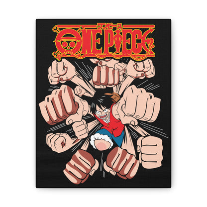 One Piece Art Canvas Print - Luffy Punching Wall Decor - CreativeRino